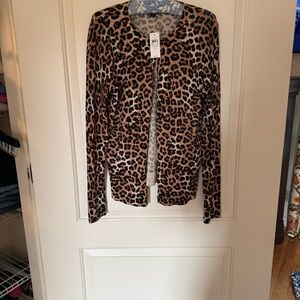 Ann Taylor Factory Leopard Print Open Cardigan - Brown & Black